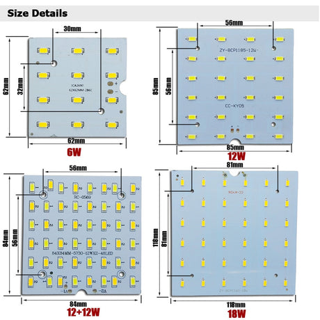 LED PCB 6W 12W 18W LED Downlight Aluminum Plate 5/10Pcs Lighting Heatsink SMD5730 110lm/w Square Light Source For Panel lamps