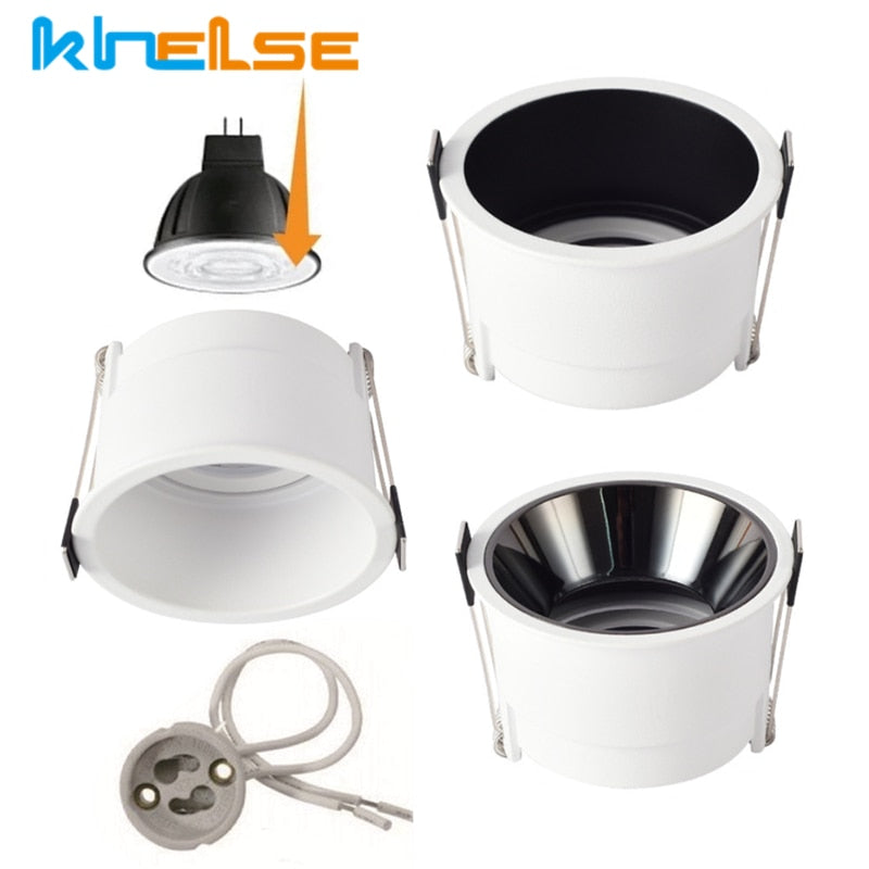 Recessed GU10/MR16 LED Downlight Mounted Frame Round Anti-Glare Lamp Holder Cut Hole 55/75mm Ceiling Spot Lights Fitting Fixture