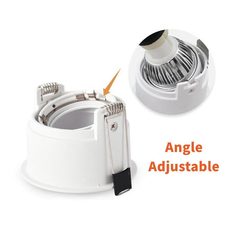 Recessed GU10/MR16 LED Downlight Mounted Frame Round Anti-Glare Lamp Holder Cut Hole 55/75mm Ceiling Spot Lights Fitting Fixture