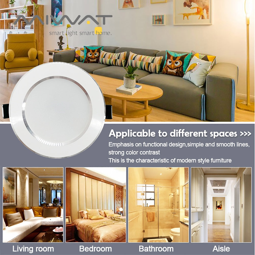 LED Downlight 3W 5W 7W 9W 12W 15W Recessed Round LED Ceiling Lamp AC 220V 230V 240V Indoor Lighting Warm White Cold White