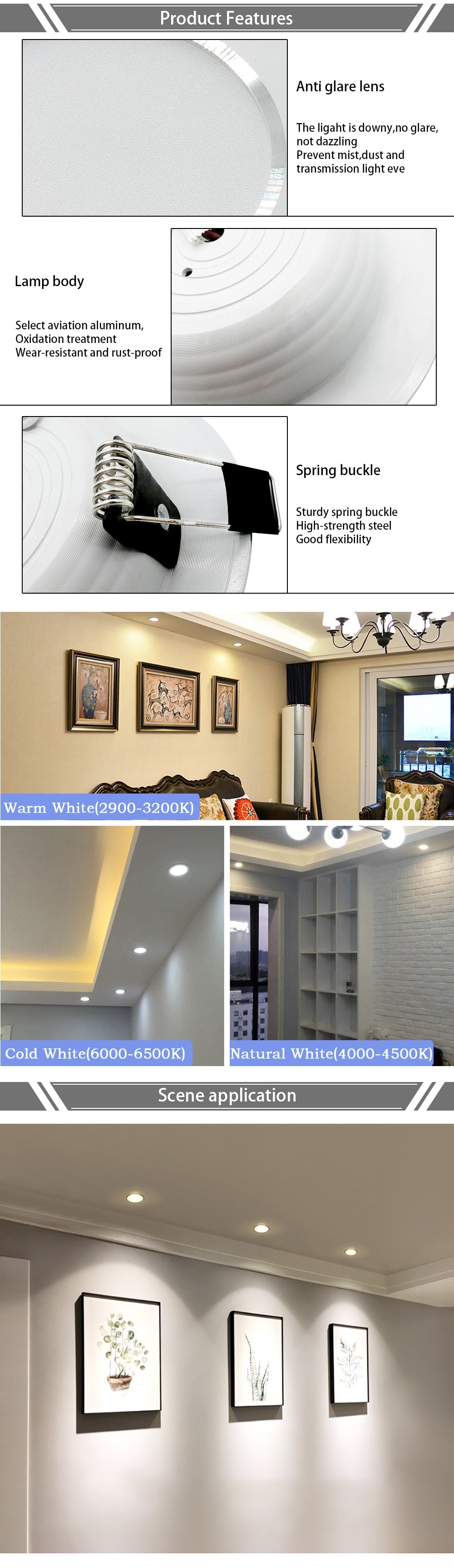 LED Downlight 3W 5W 7W 9W 12W 15W Recessed Round LED Ceiling Lamp AC 220V 230V 240V Indoor Lighting Warm White Cold White
