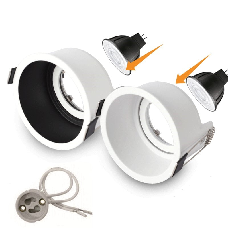 Recessed GU10/MR16 LED Downlight Mounted Frame Round Anti-Glare Lamp Holder Cut Hole 55/75mm Ceiling Spot Lights Fitting Fixture