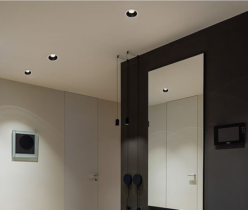 Recessed GU10/MR16 LED Downlight Mounted Frame Round Anti-Glare Lamp Holder Cut Hole 55/75mm Ceiling Spot Lights Fitting Fixture