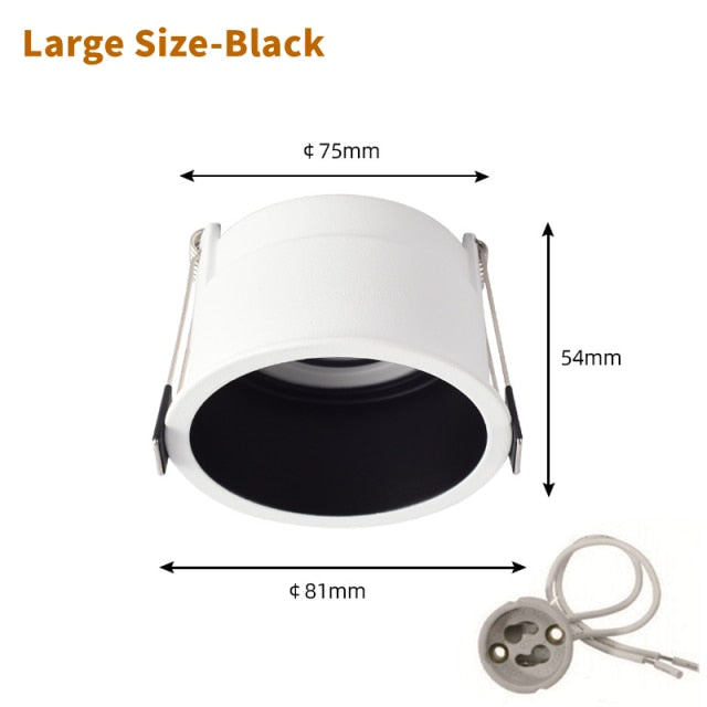 Recessed GU10/MR16 LED Downlight Mounted Frame Round Anti-Glare Lamp Holder Cut Hole 55/75mm Ceiling Spot Lights Fitting Fixture