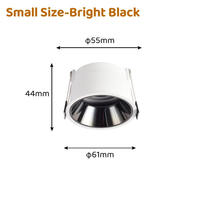 Recessed GU10/MR16 LED Downlight Mounted Frame Round Anti-Glare Lamp Holder Cut Hole 55/75mm Ceiling Spot Lights Fitting Fixture