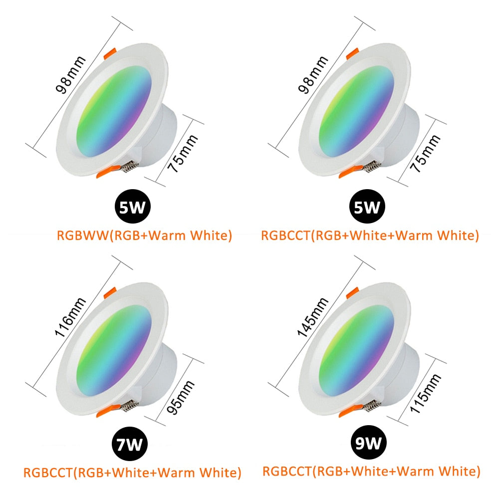 LED Downlight WiFi TUYA Smart Life Dimming Spot lamp 5W 7W 9W RGB Change Warm Cool Light 110V 220V Work with Alexa Google Home