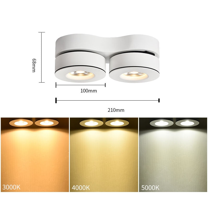 Adjustable Surface Mounted LED Downlight 2x12W  2x15W 2x20W COB LED Ceiling Lamps Down Light LED Spotlight Rotatable