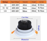 Dimmable Led downlight light COB Ceiling Spot Light 5W 7W 9W 12W 85-265V ceiling recessed Lights Indoor Lighting