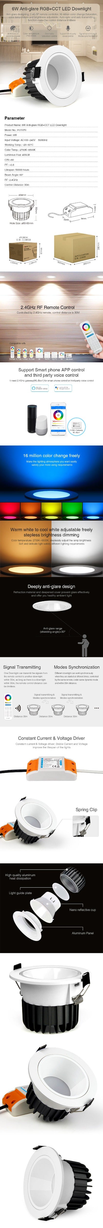 Miboxer 6W 12W 18W RGB+CCT LED Downlight  Smart Phone APP Remote Voice Control Anti-glare  FUT070 FUT071 FUT072 AC100~240V