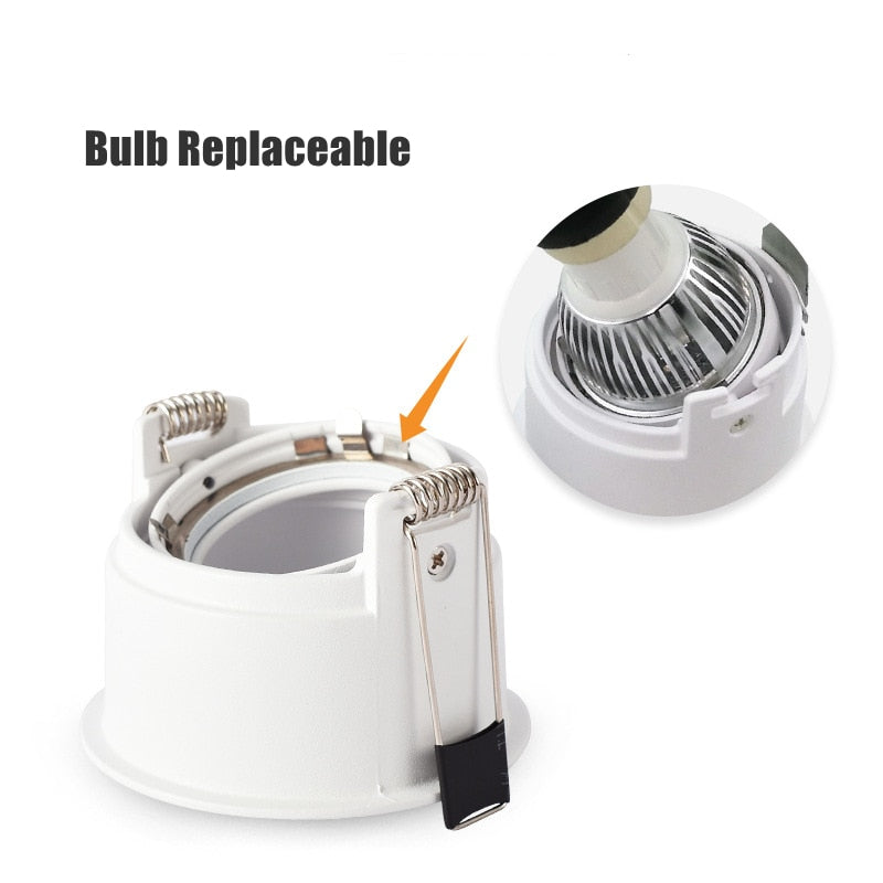 LED Downlights Fitting GU10 MR16 MR11 Base 55mm 75mm Cut Hole Ceiling Recessed Lamp Replaceable Bulb Aluminum Frame Spot Light