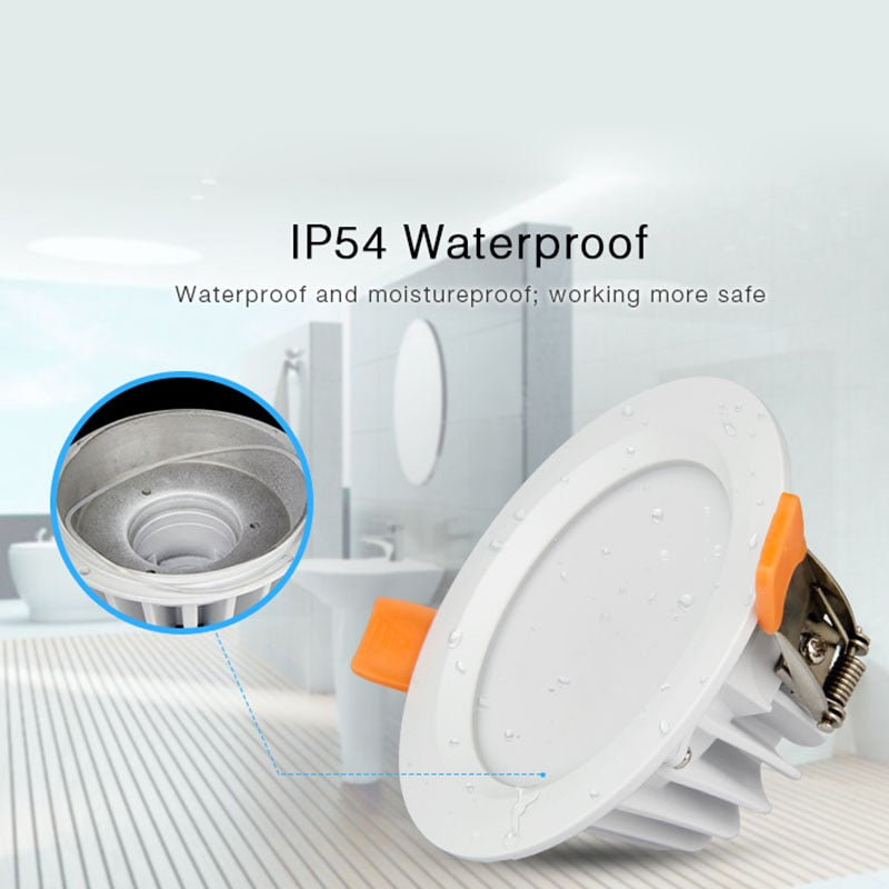 Miboxer Moistureproof&amp;Waterproof IP54 6W 15W RGB+CCT LED Downlight 110V 220V Round Ceiling Panel lamp 2.4G Remote APP Control