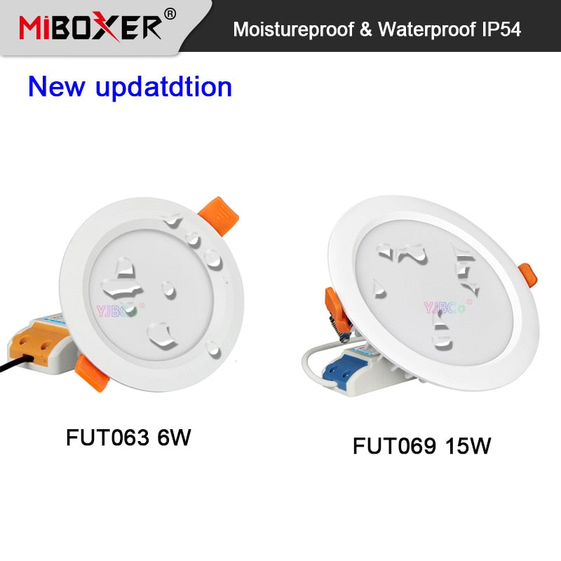 Miboxer Moistureproof&amp;amp;Waterproof IP54 6W 15W RGB+CCT LED Downlight 110V 220V Round Ceiling Panel lamp 2.4G Remote APP Control