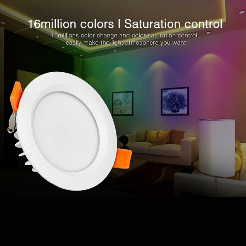 Miboxer Moistureproof&amp;Waterproof IP54 6W 15W RGB+CCT LED Downlight 110V 220V Round Ceiling Panel lamp 2.4G Remote APP Control