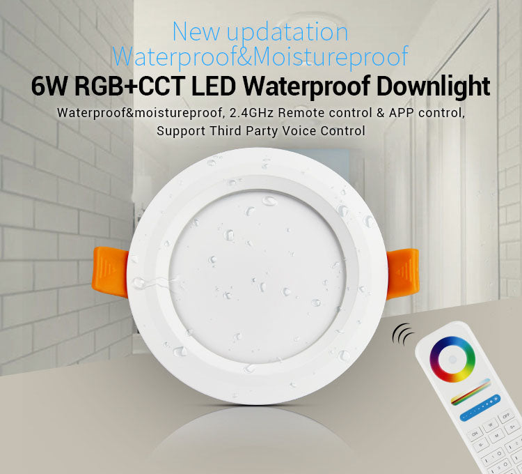 Miboxer Moistureproof&amp;Waterproof IP54 6W 15W RGB+CCT LED Downlight 110V 220V Round Ceiling Panel lamp 2.4G Remote APP Control