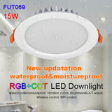 Miboxer Moistureproof&amp;Waterproof IP54 6W 15W RGB+CCT LED Downlight 110V 220V Round Ceiling Panel lamp 2.4G Remote APP Control