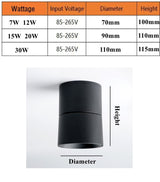 Surface Mounted LED COB Downlight 7W/12W/15W/20W/30W Rotating LED Spot Light Ceiling Lamp with LED Driver AC110V/220V