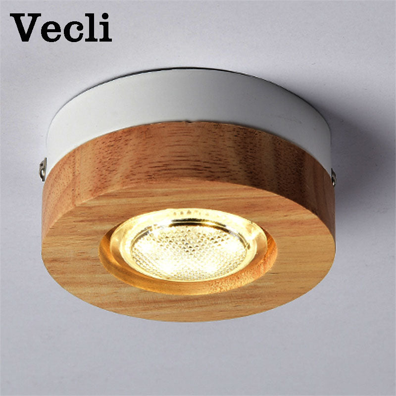 Nordic Simple Surface Mounted Spotlights LED Wooden Round/Square Downlight Living Room Bedroom Hotel Aisle Corridor Lamp