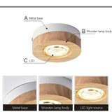 Nordic Simple Surface Mounted Spotlights LED Wooden Round/Square Downlight Living Room Bedroom Hotel Aisle Corridor Lamp
