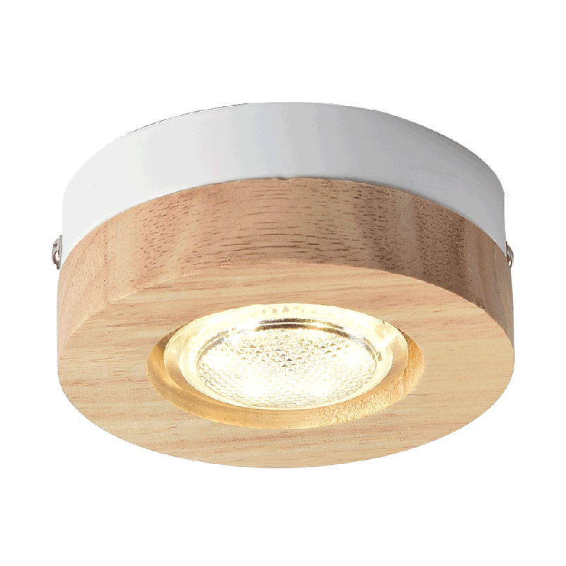 Nordic Simple Surface Mounted Spotlights LED Wooden Round/Square Downlight Living Room Bedroom Hotel Aisle Corridor Lamp