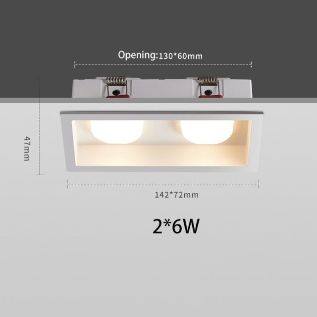 BRGT LED Downlight Recessed Anti Glare Spot Lights Aluminum White 6W 12W Ceiling Lamp 110V 220V For Kitchen Home Indoor Lighting