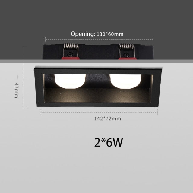 BRGT LED Downlight Recessed Anti Glare Spot Lights Aluminum White 6W 12W Ceiling Lamp 110V 220V For Kitchen Home Indoor Lighting