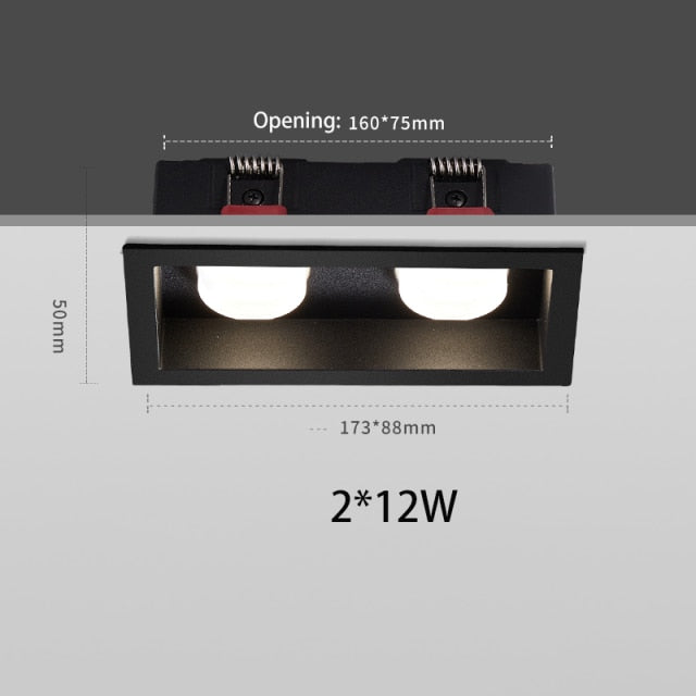 BRGT LED Downlight Recessed Anti Glare Spot Lights Aluminum White 6W 12W Ceiling Lamp 110V 220V For Kitchen Home Indoor Lighting