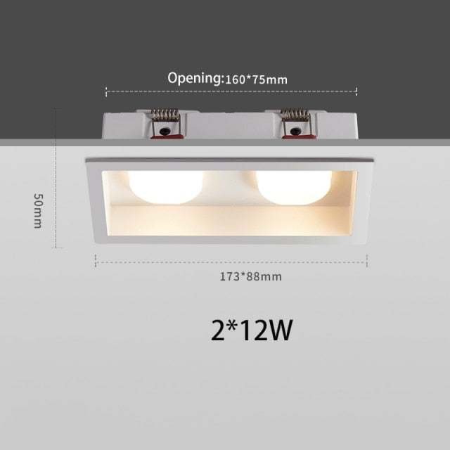 BRGT LED Downlight Recessed Anti Glare Spot Lights Aluminum White 6W 12W Ceiling Lamp 110V 220V For Kitchen Home Indoor Lighting