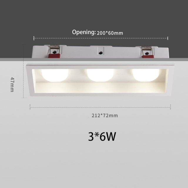 BRGT LED Downlight Recessed Anti Glare Spot Lights Aluminum White 6W 12W Ceiling Lamp 110V 220V For Kitchen Home Indoor Lighting