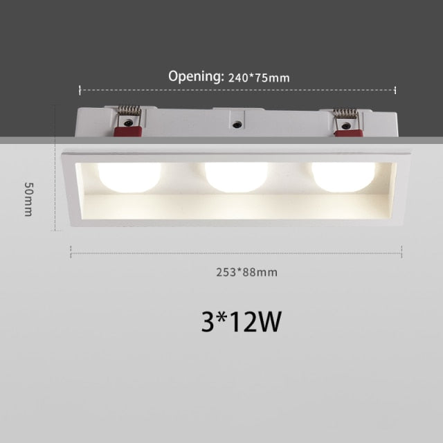 BRGT LED Downlight Recessed Anti Glare Spot Lights Aluminum White 6W 12W Ceiling Lamp 110V 220V For Kitchen Home Indoor Lighting