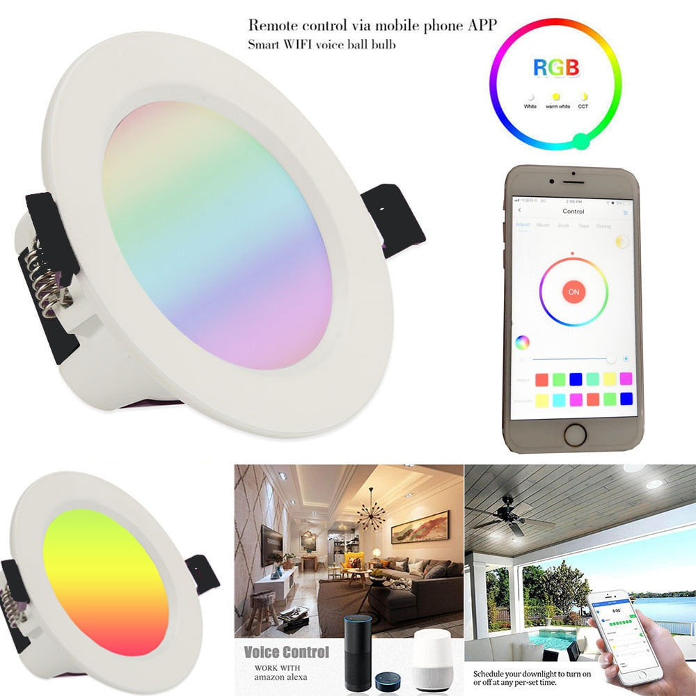Wifi Smart Downlight Dimming Color Remote Control Timing Wake-up Group Control panel LED