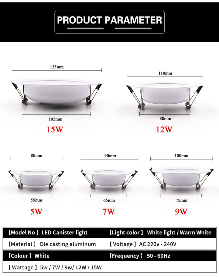 LED Downlight 220V-240V CeIling Round Lamp 10PCS Warm White Home Corridor Hall Wall Recess Lamp Indoor LED Ceiling Spot Light