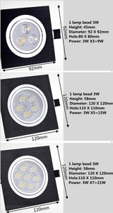 LED Dimmable Square Led Downlight 9W 15W 21W Recessed Led Ceiling Down Light Lamp Indoor lighting AC85-265V home renovation