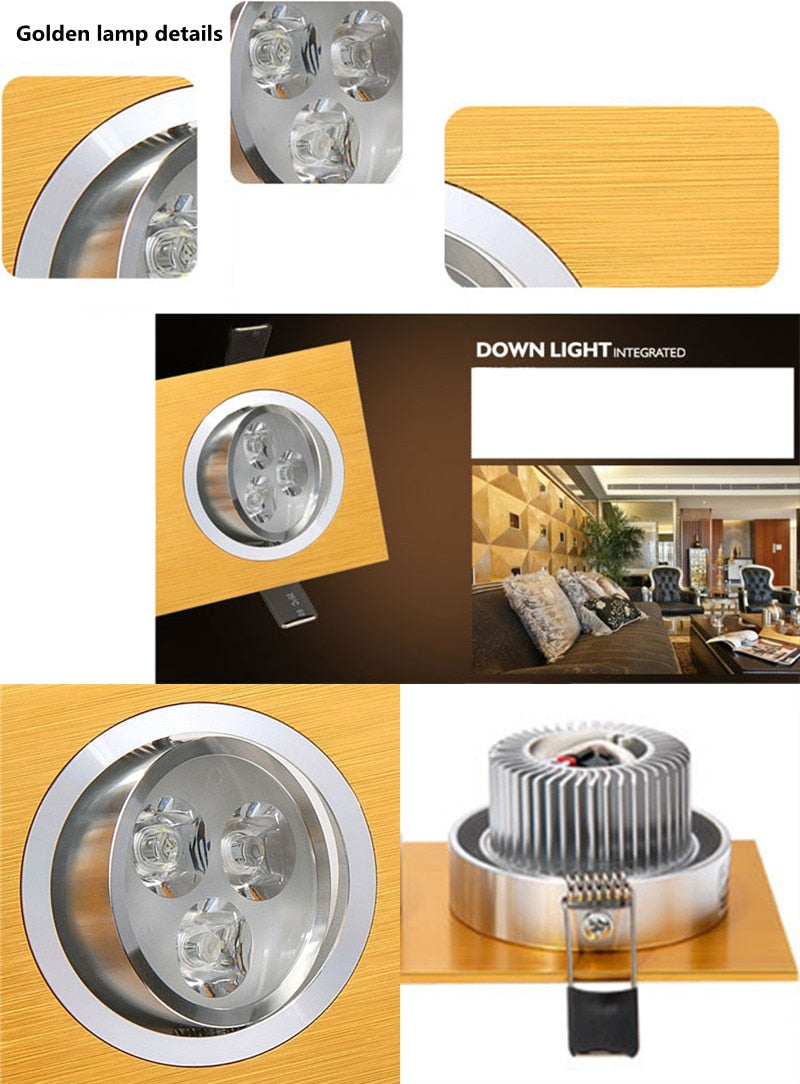 LED Dimmable Square Led Downlight 9W 15W 21W Recessed Led Ceiling Down Light Lamp Indoor lighting AC85-265V home renovation