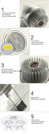 LED Dimmable Square Led Downlight 9W 15W 21W Recessed Led Ceiling Down Light Lamp Indoor lighting AC85-265V home renovation