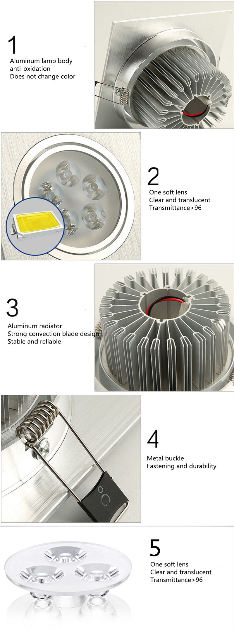 LED Dimmable Square Led Downlight 9W 15W 21W Recessed Led Ceiling Down Light Lamp Indoor lighting AC85-265V home renovation