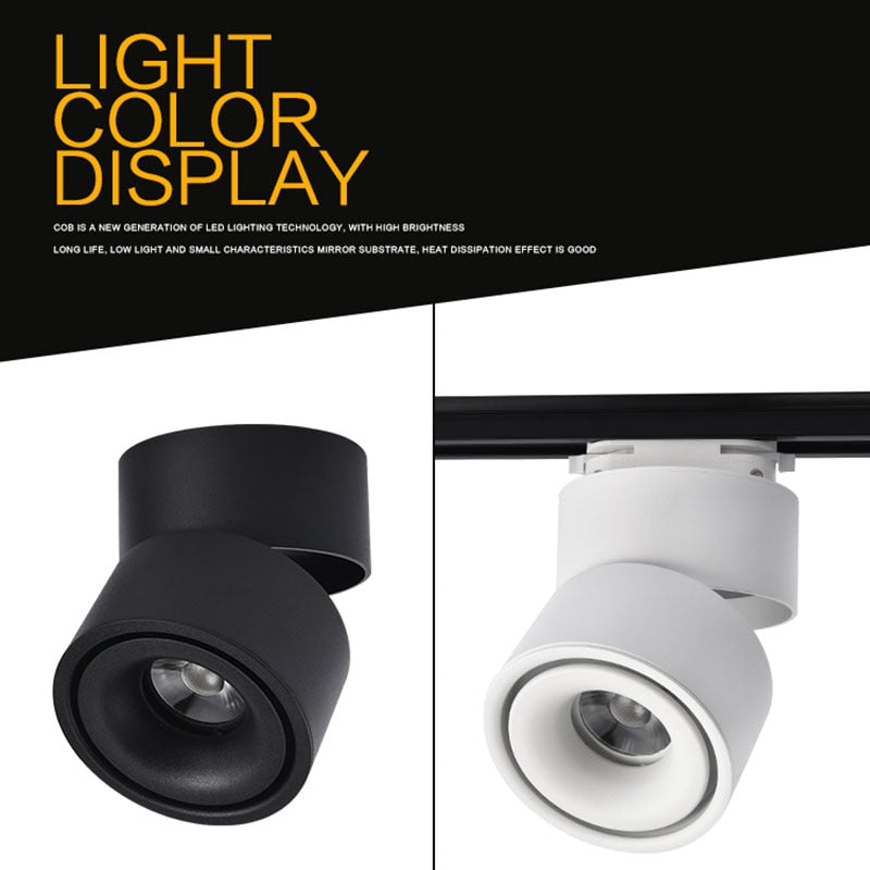 Dimmable COB LED Downlights Adjustable Surface Mounted LED Ceiling Lamp Downlight Foldable 360 Degree Rotatable Spot light