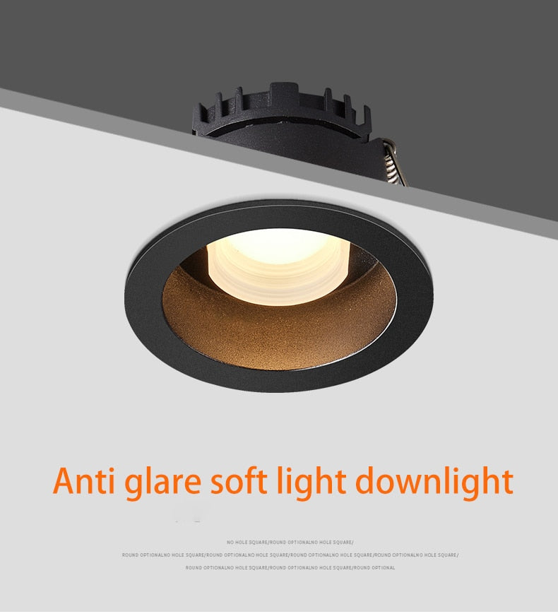 BRGT LED Downlight Recessed Anti Glare Spot Lights Aluminum White 6W 12W Ceiling Lamp 110V 220V For Kitchen Home Indoor Lighting