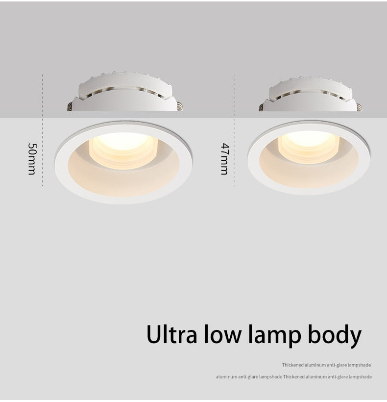 BRGT LED Downlight Recessed Anti Glare Spot Lights Aluminum White 6W 12W Ceiling Lamp 110V 220V For Kitchen Home Indoor Lighting