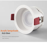 BRGT LED Downlight Recessed Anti Glare Spot Lights Aluminum White 6W 12W Ceiling Lamp 110V 220V For Kitchen Home Indoor Lighting