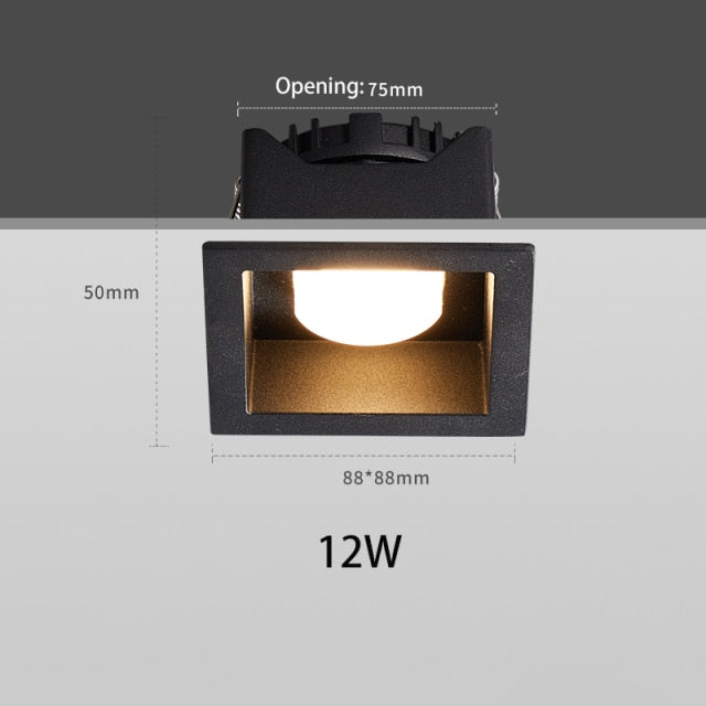 BRGT LED Downlight Recessed Anti Glare Spot Lights Aluminum White 6W 12W Ceiling Lamp 110V 220V For Kitchen Home Indoor Lighting