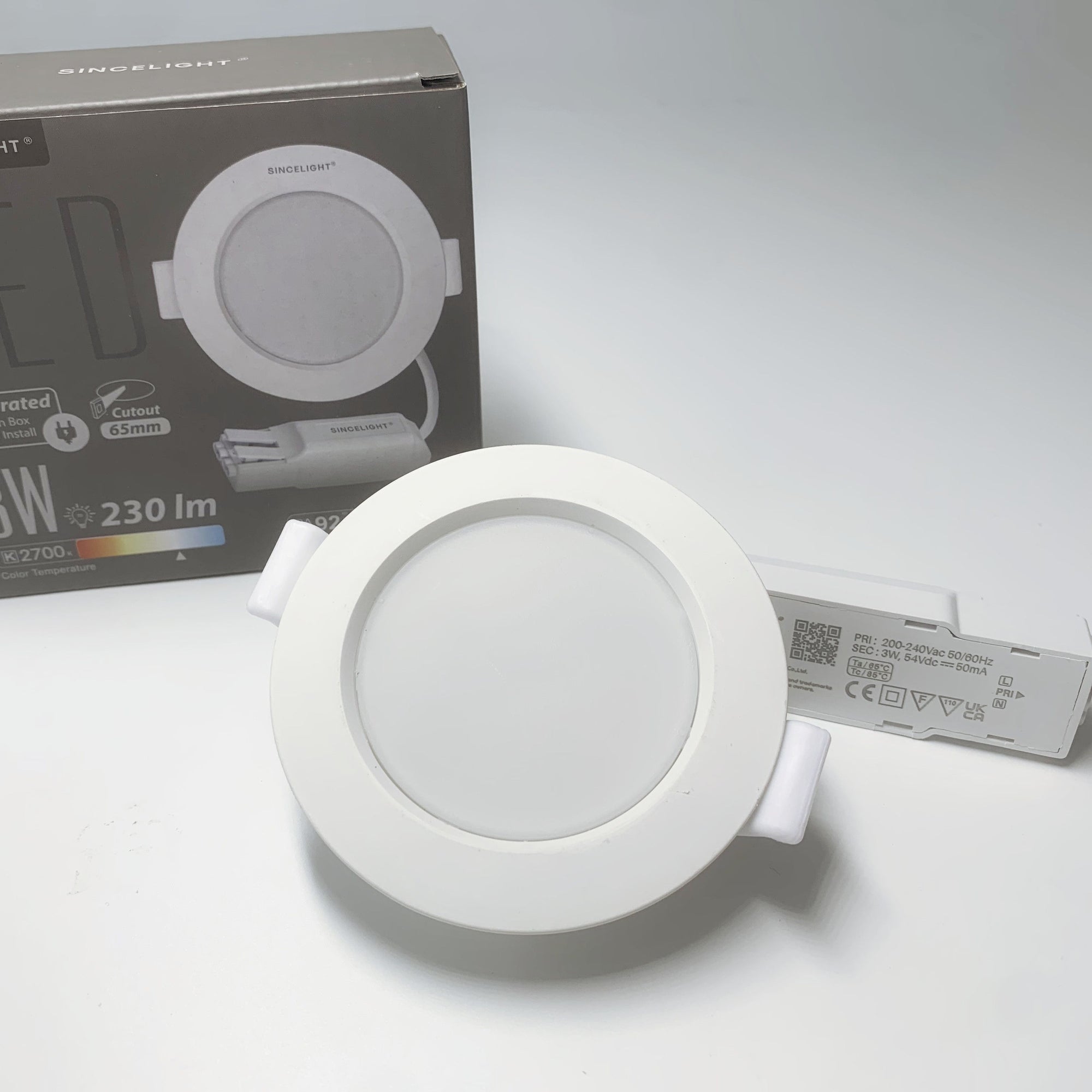 Pack of 2,3W 2700-6000K Cutout 65mm LED Slim Round Downlight Anti-Glare COB Spotlight Hight lumen Panel Recessed Ceiling Lamp