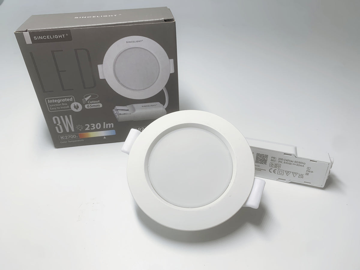 Pack of 2,3W 2700-6000K Cutout 65mm LED Slim Round Downlight Anti-Glare COB Spotlight Hight lumen Panel Recessed Ceiling Lamp