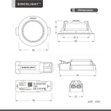 Pack of 2,3W 2700-6000K Cutout 65mm LED Slim Round Downlight Anti-Glare COB Spotlight Hight lumen Panel Recessed Ceiling Lamp