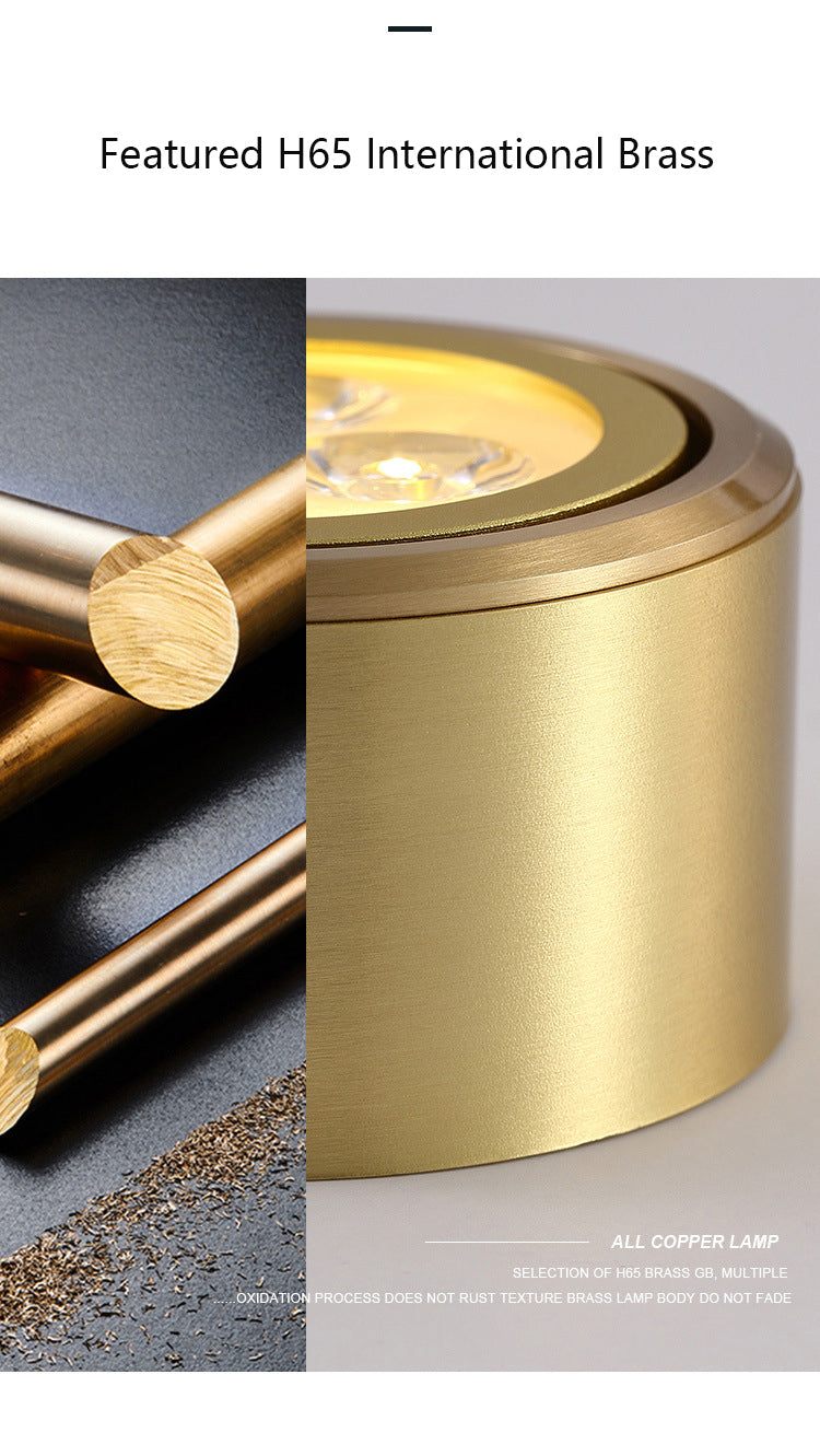 COB Downlight All-copper Spotlights Household Living Room Light Luxury Corridor Porch Aisle Small Ceiling Led Ceiling Lamp