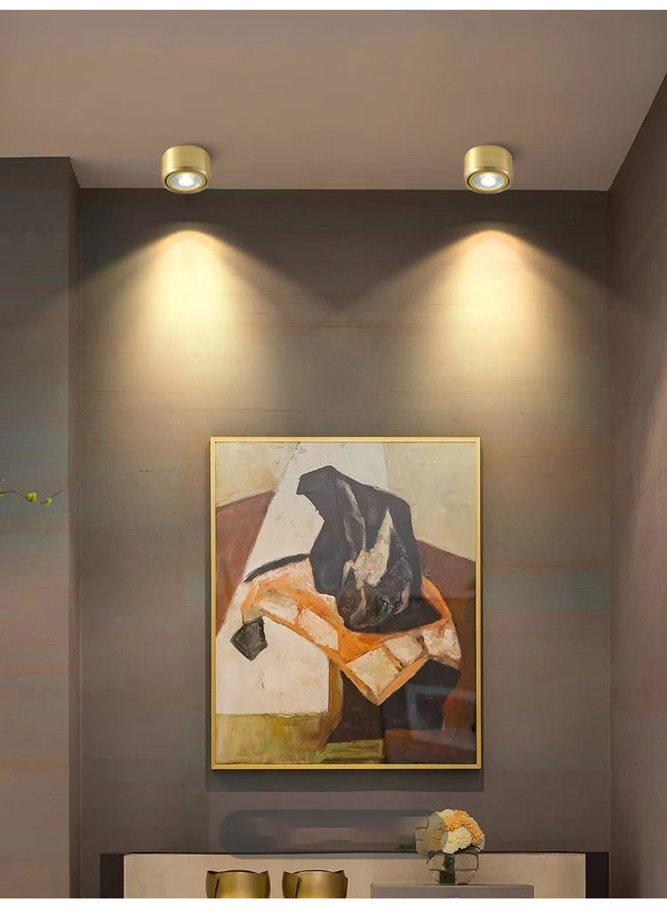 COB Downlight All-copper Spotlights Household Living Room Light Luxury Corridor Porch Aisle Small Ceiling Led Ceiling Lamp