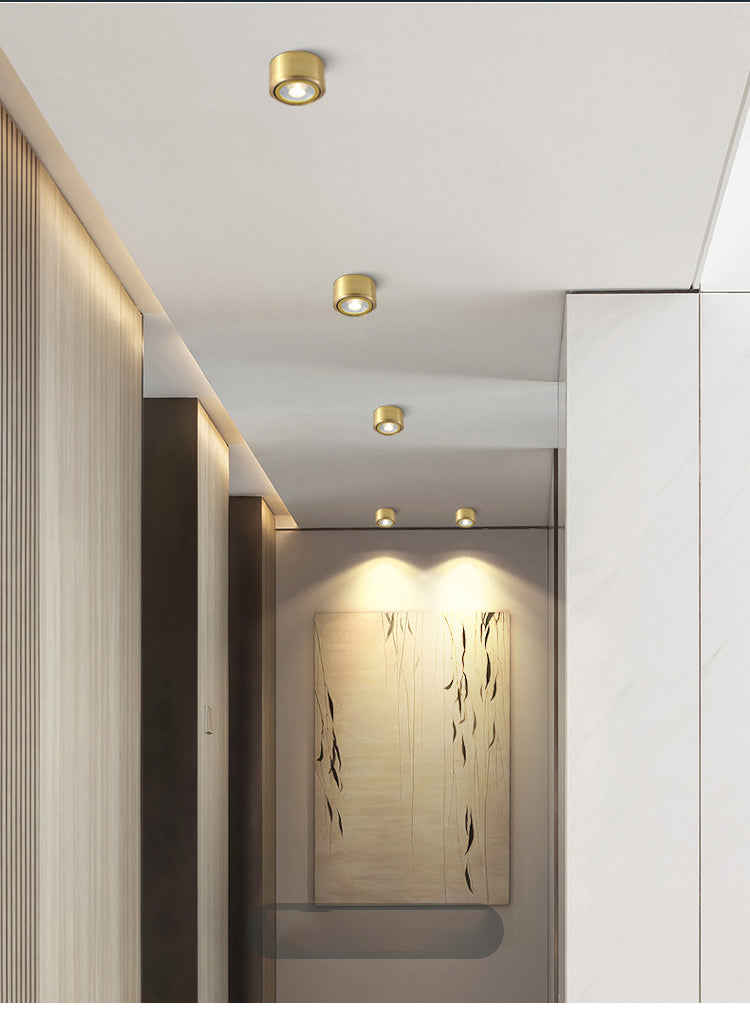 COB Downlight All-copper Spotlights Household Living Room Light Luxury Corridor Porch Aisle Small Ceiling Led Ceiling Lamp