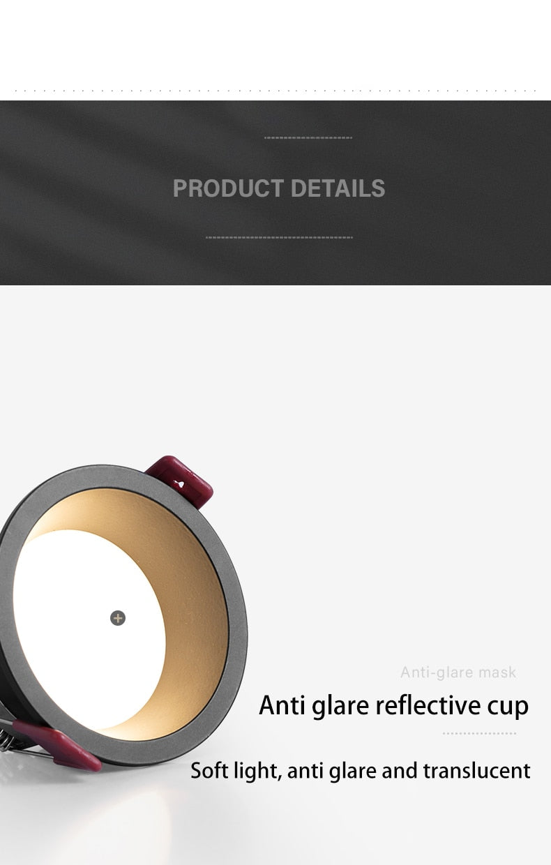 BRGT LED Downlight Ultra Thin Anti Glare 5W 7W Recessed Ceiling Lamp Aluminum Spot Lights For Kitchen Living Room Indoor Lighting