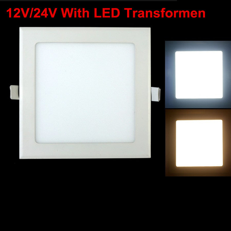 AC/DC 12V/24V Ultra Thin Design 3W 6W 9W 12W 15W 25W LED Ceiling Recessed Grid Downlight Square LED Panel Light
