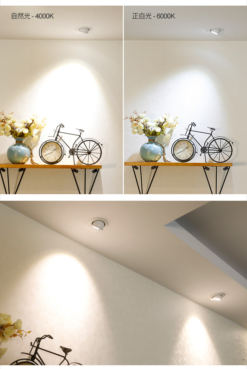 Dimmable LED Downlights, Indoor Lighting, 7W 9W 12W 15W 18W 22W 25W 30W  , AC85-265V, Adjustable, 360 °, COB Spotlight