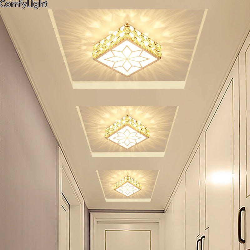 Gold Square crystal LED Downlight 5W Ceiling Lamp indoor Spot Down Light home living room kitchen bedroom hotel atelier Aisle
